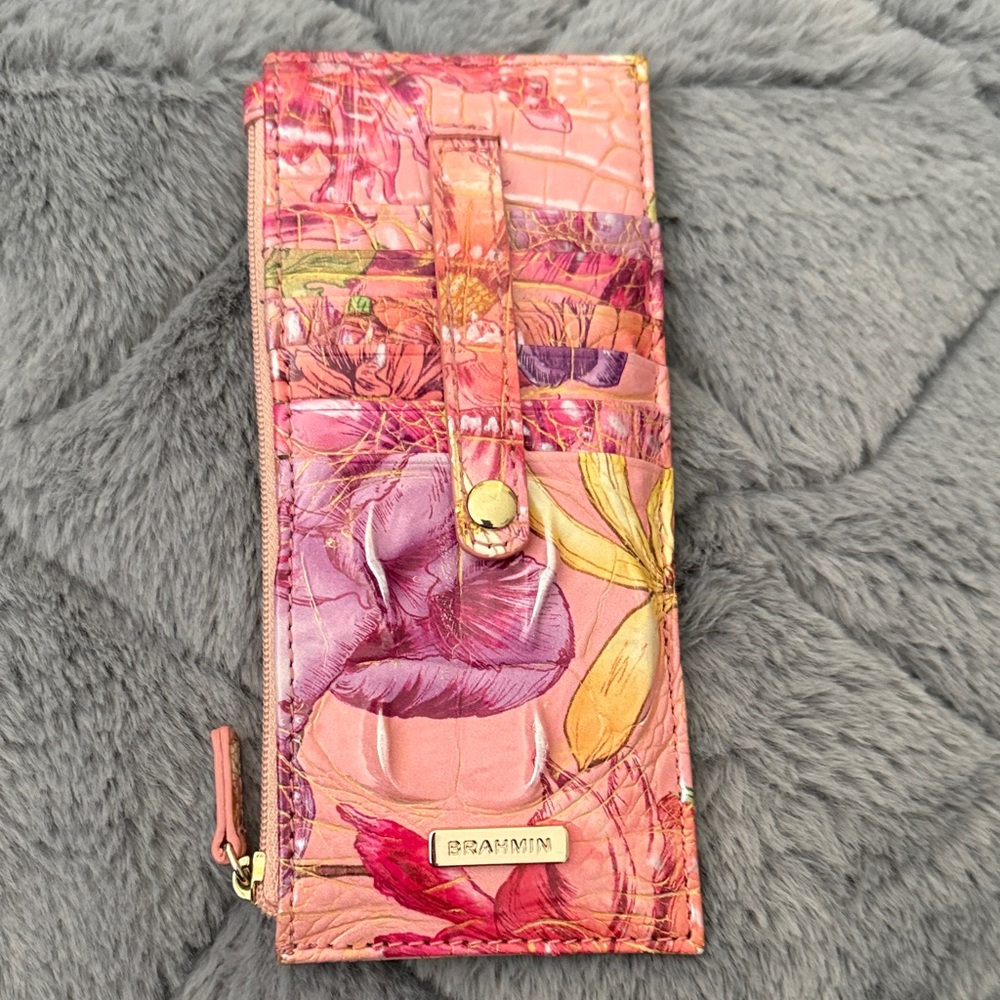 Brahmin Pink and Yellow Floral Wallet